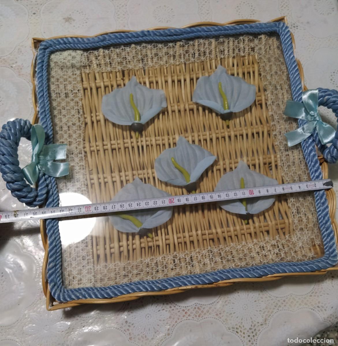 Antig&uuml;edades: Bandeja mimbre cristal - Foto 6
