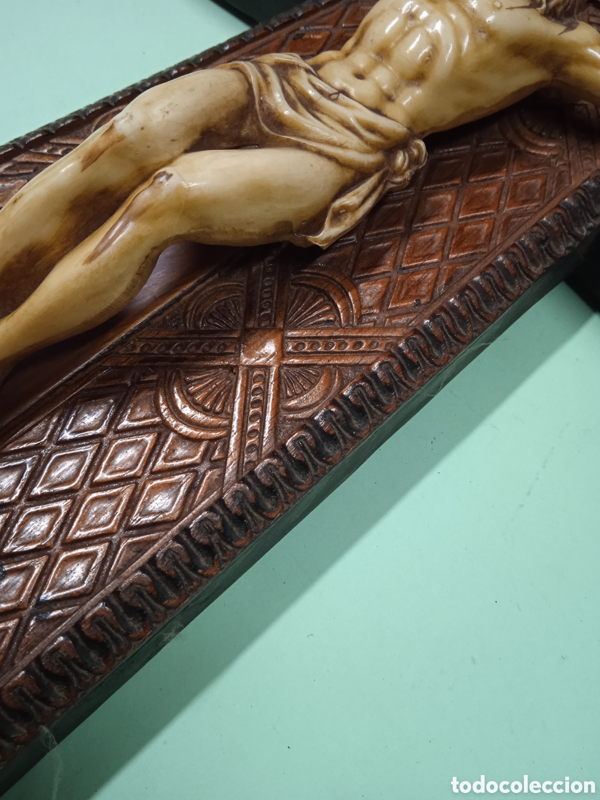 Antig&uuml;edades: Crucifijo de madera 45cm - Foto 11