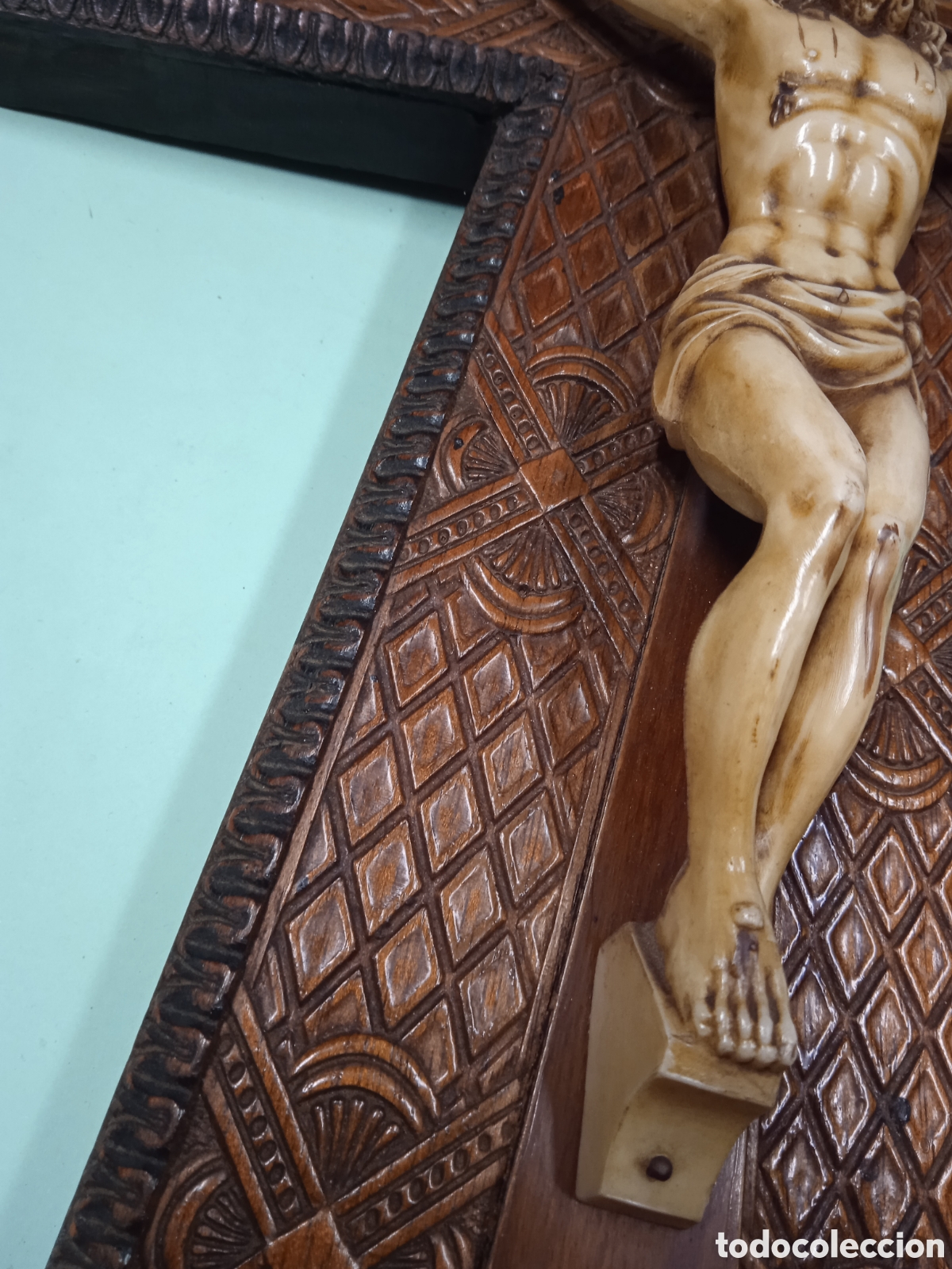 Antig&uuml;edades: Crucifijo de madera 45cm - Foto 12
