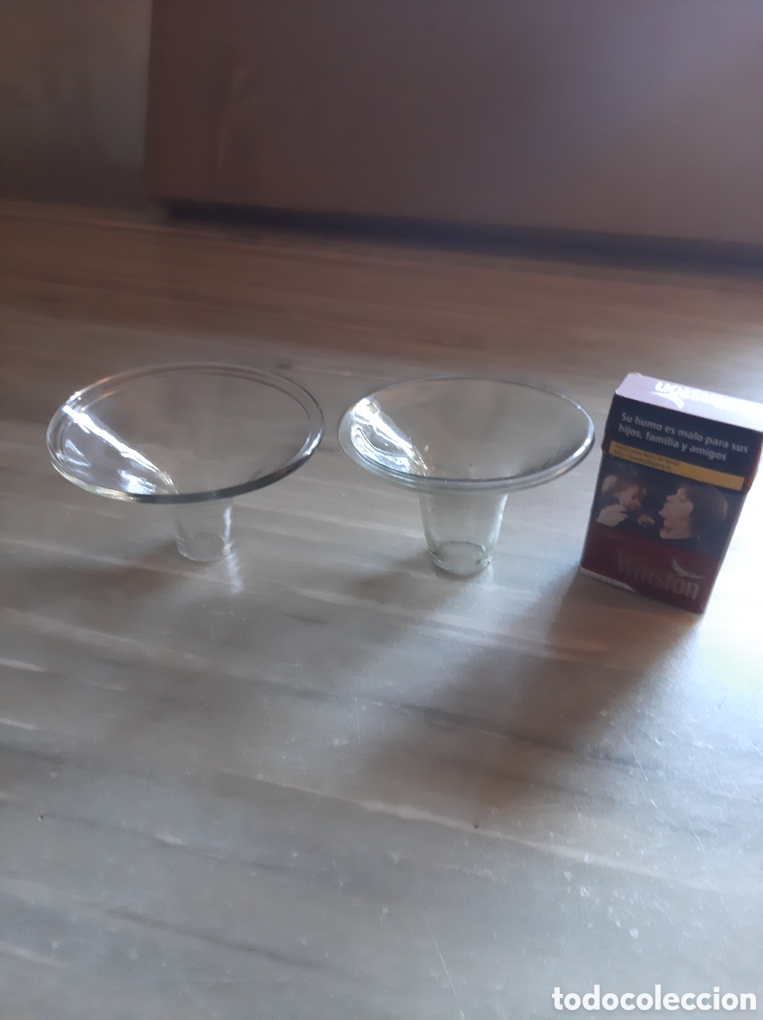 Antig&uuml;edades: 2 embudos de cristal antiguos - Foto 2