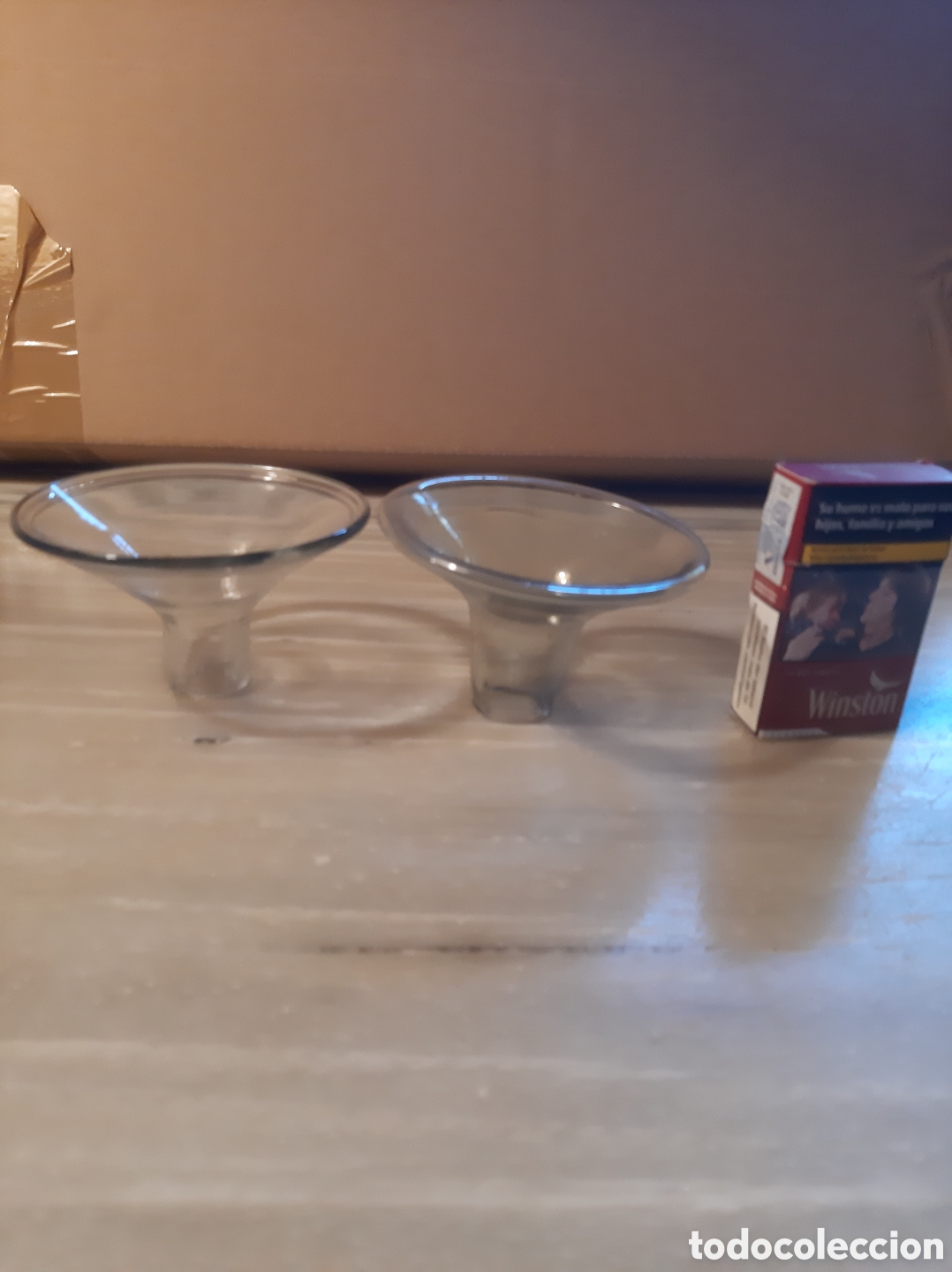 Antig&uuml;edades: 2 embudos de cristal antiguos - Foto 7