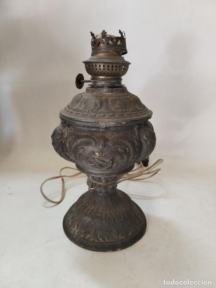 Antig&uuml;edades: LAMPARA ANTIGUO QUINQUE DE CALAMINA - Foto 4