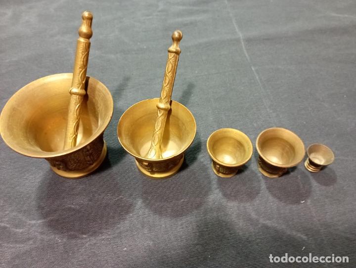 Antig&uuml;edades: JUEGO DE ALMIRECES MORTEROS DE BRONCE. - Foto 2