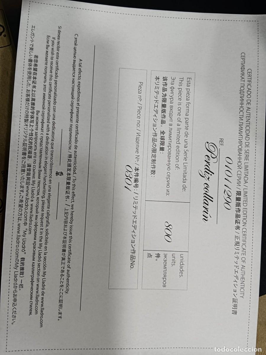 Antig&uuml;edades: *DIFICIL-UNICA* PERDIZ COLLARIN - LLADRO - CON CERTIFICADO - Foto 18