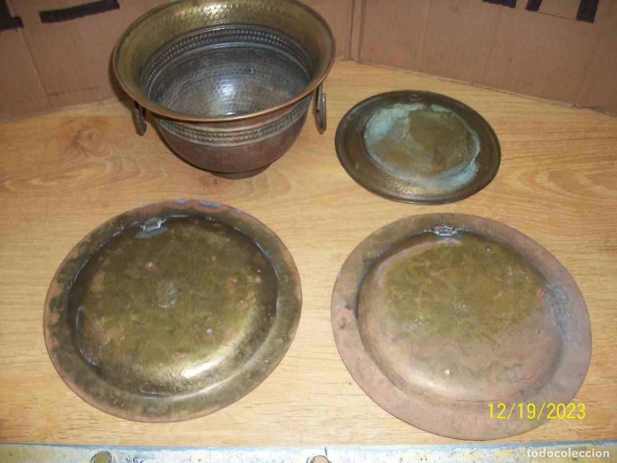 Antig&uuml;edades: ANTIGUOS PLATOS Y MACETERO ARABE EN BRONCE - Foto 8