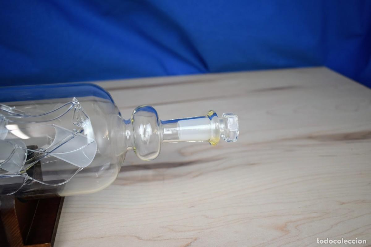 Antig&uuml;edades: Botella con barco de vidrio soplado - Foto 9