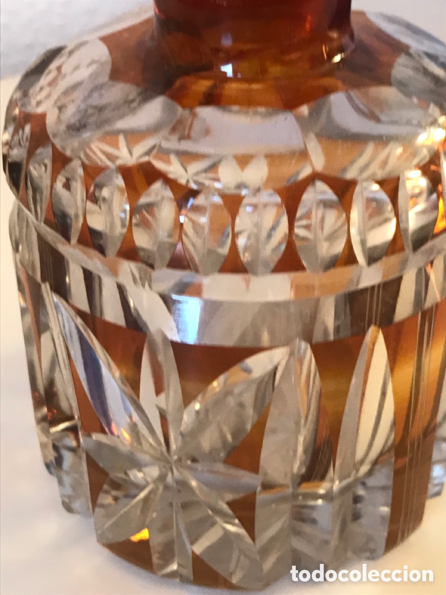 Antig&uuml;edades: Antiguo bote perfumero de cristal biselado bicolor - Foto 2