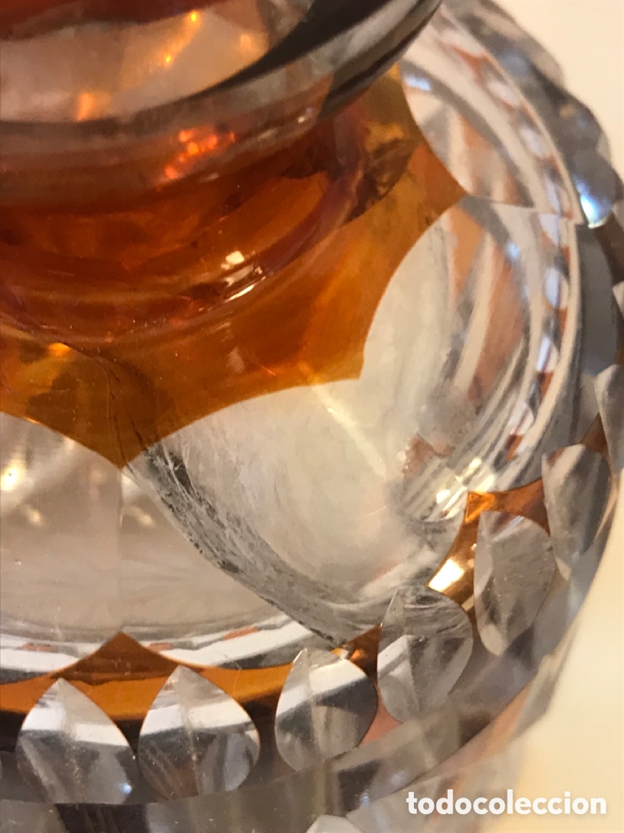 Antig&uuml;edades: Antiguo bote perfumero de cristal biselado bicolor - Foto 3
