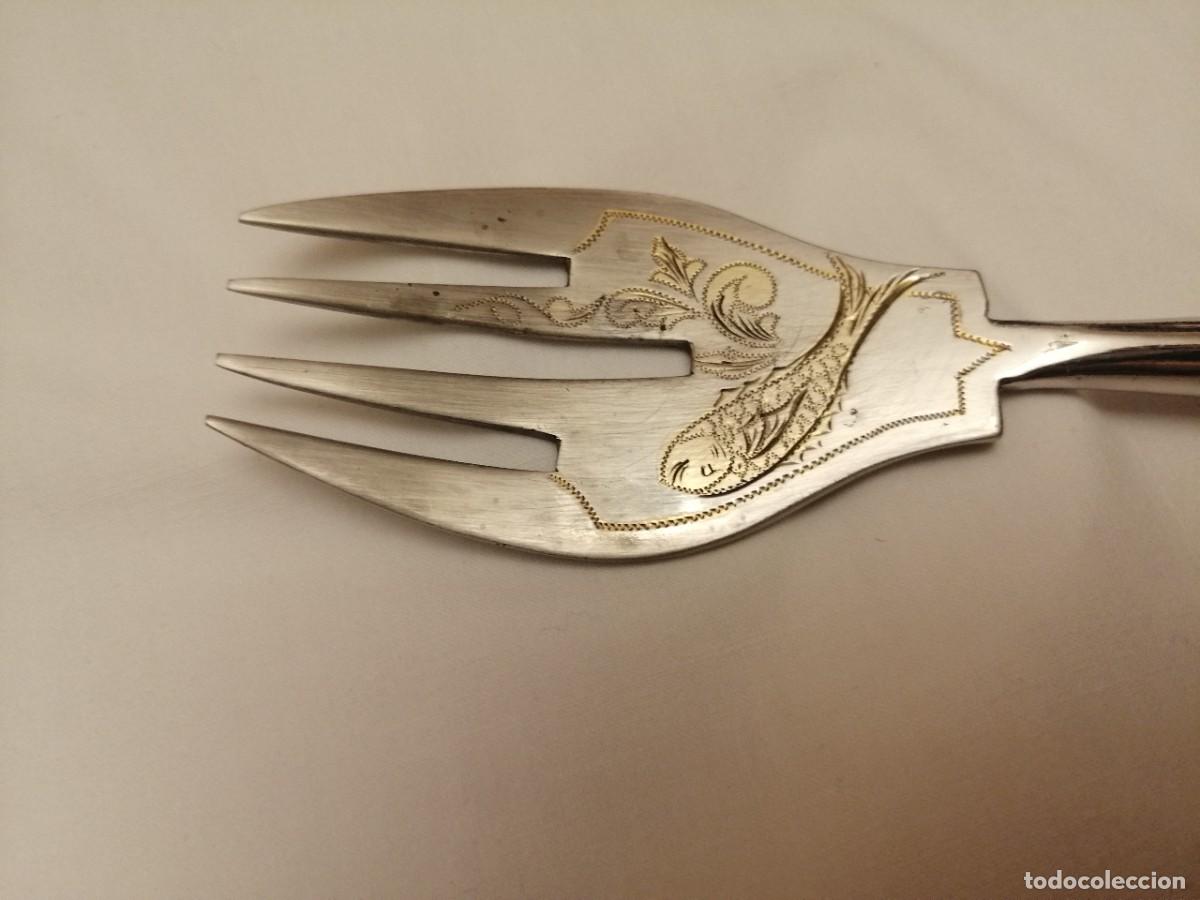 Antig&uuml;edades: Cubiertos de servir pescado. Siglo XIX - Foto 2