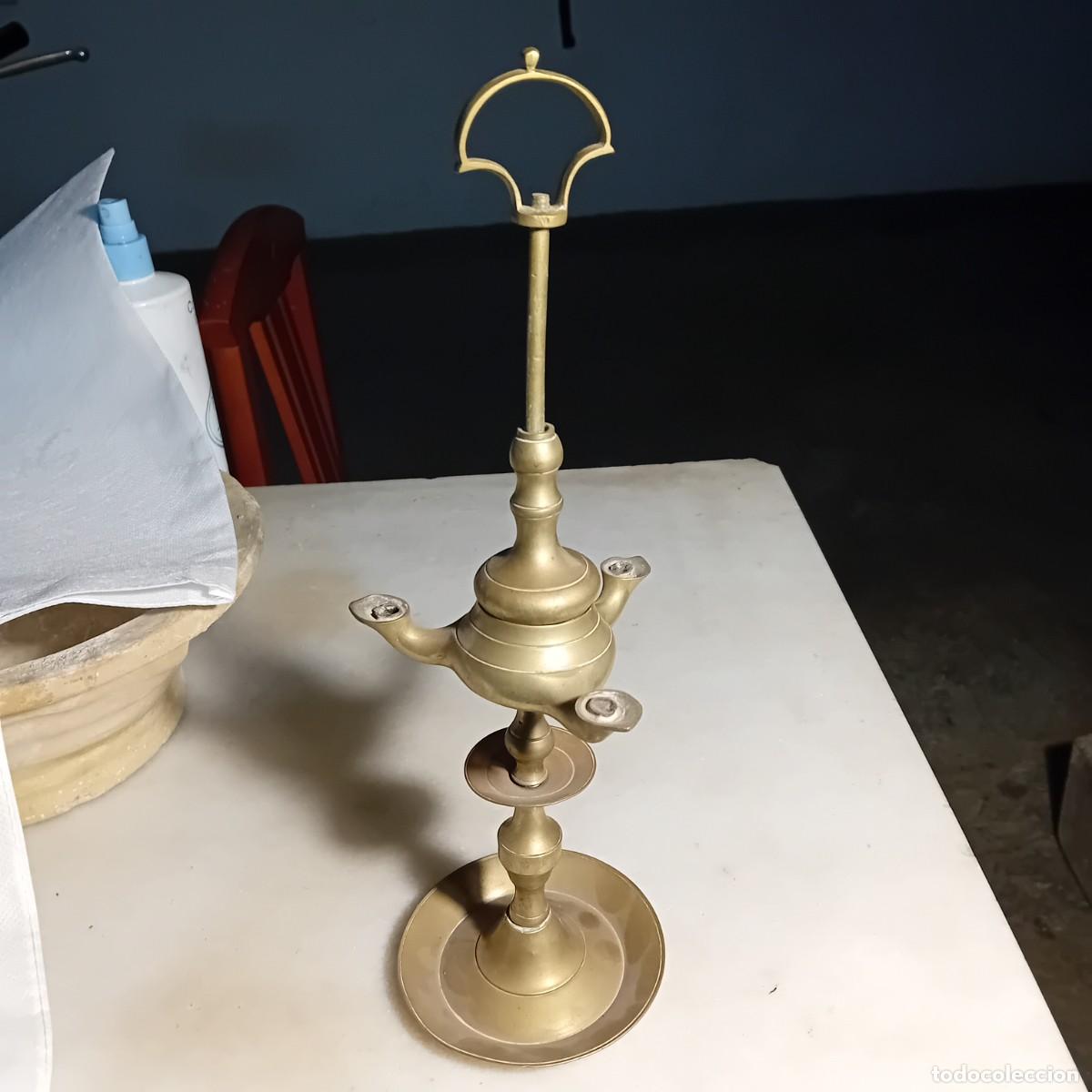 Antig&uuml;edades: Antiguo quinqu&eacute; de bronce S xix. - Foto 1