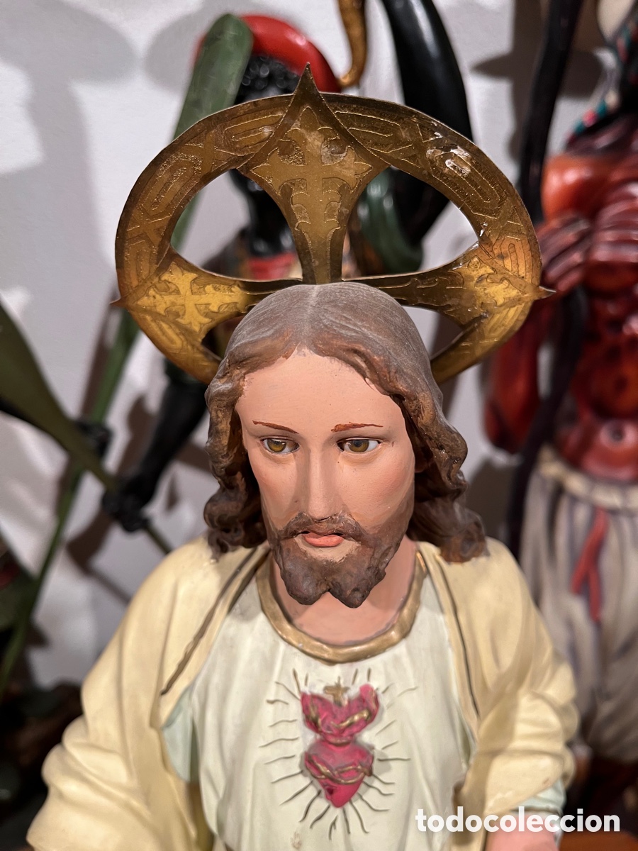 Antig&uuml;edades: SAGRADO CORAZ&Oacute;N JES&Uacute;S , OLOT, 65 CENTIMETROS - Foto 2