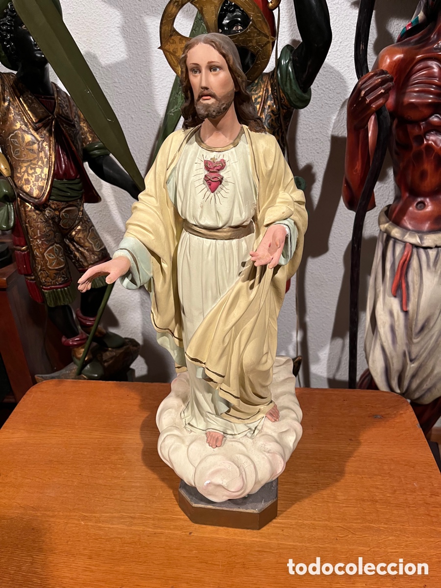 Antig&uuml;edades: SAGRADO CORAZ&Oacute;N JES&Uacute;S , OLOT, 65 CENTIMETROS - Foto 1