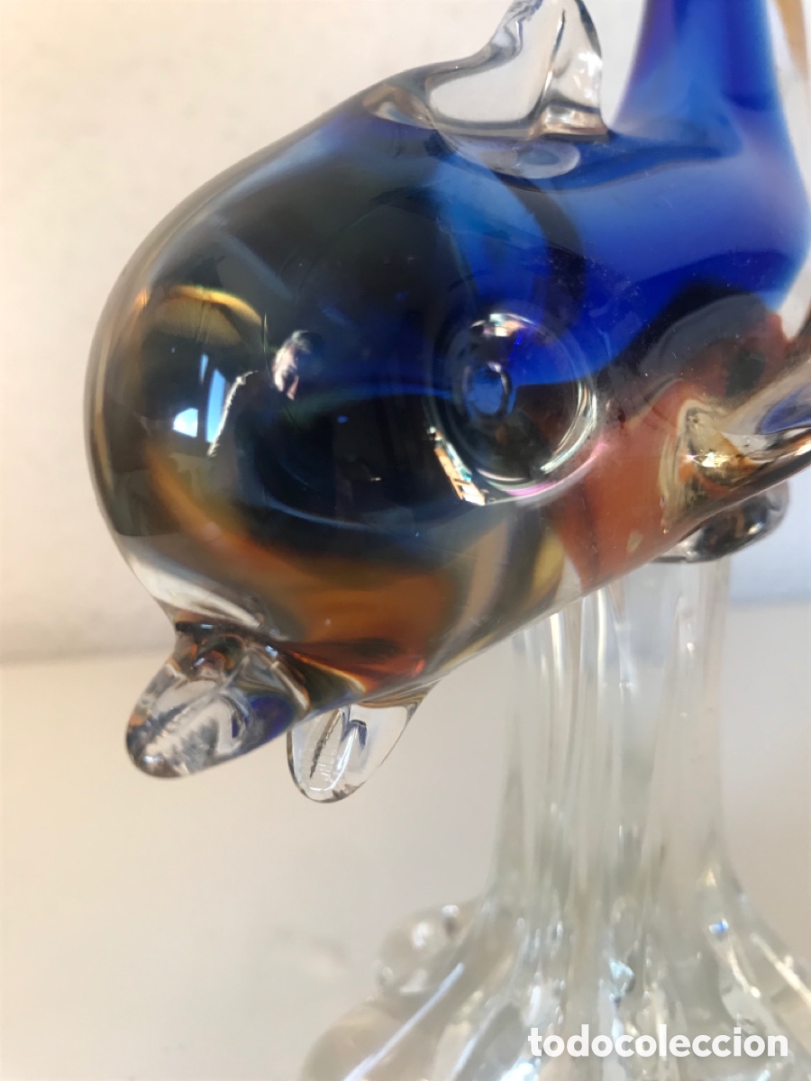 Antig&uuml;edades: figura Delfin en cristal de MURANO irisado - Foto 2