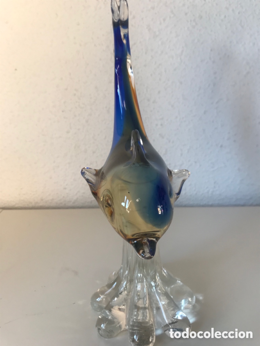 Antig&uuml;edades: figura Delfin en cristal de MURANO irisado - Foto 4