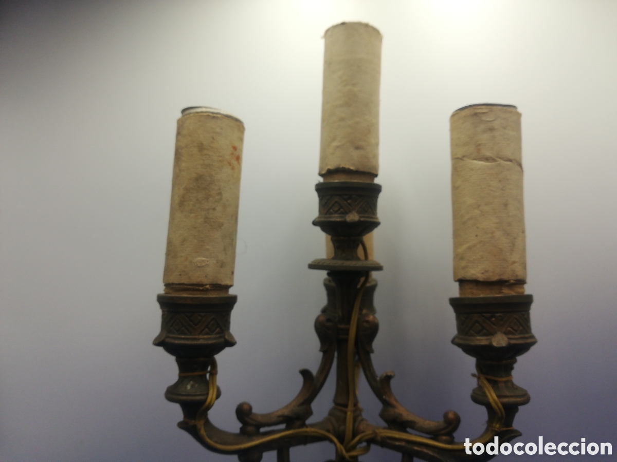 Antig&uuml;edades: Candelabro L&aacute;mpara electrificada. - Foto 3
