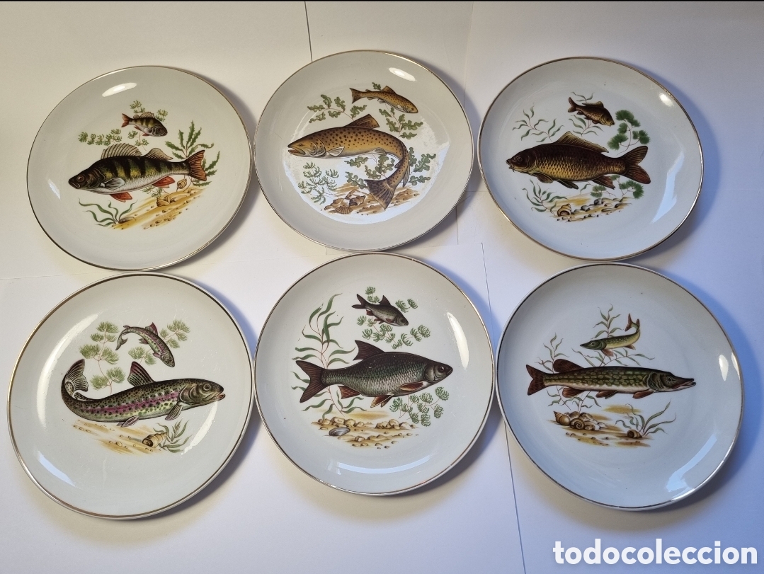 Antig&uuml;edades: Platos cer&aacute;mica pesca - Foto 3