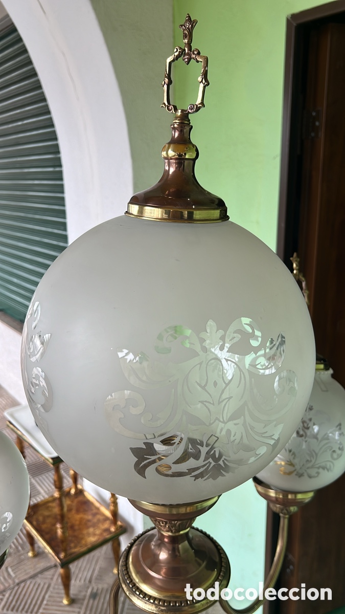 Antig&uuml;edades: L&Aacute;MPARA PIE BRONCE Y M&Aacute;RMOL - Foto 2