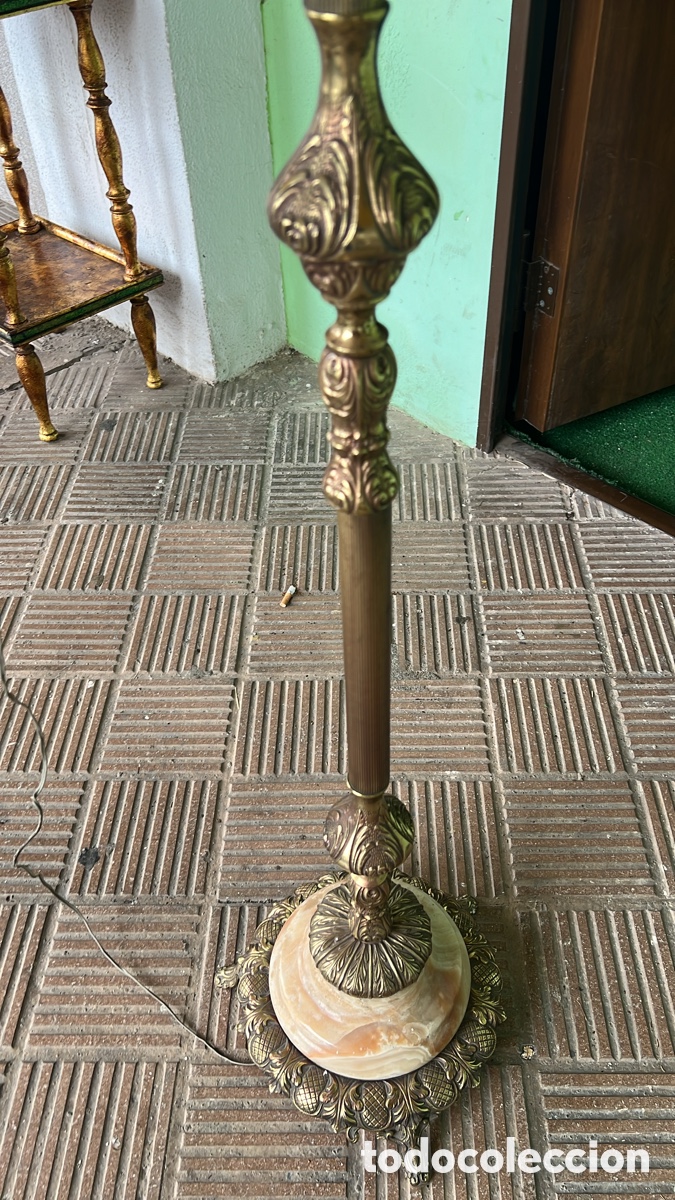 Antig&uuml;edades: L&Aacute;MPARA PIE BRONCE Y M&Aacute;RMOL - Foto 4