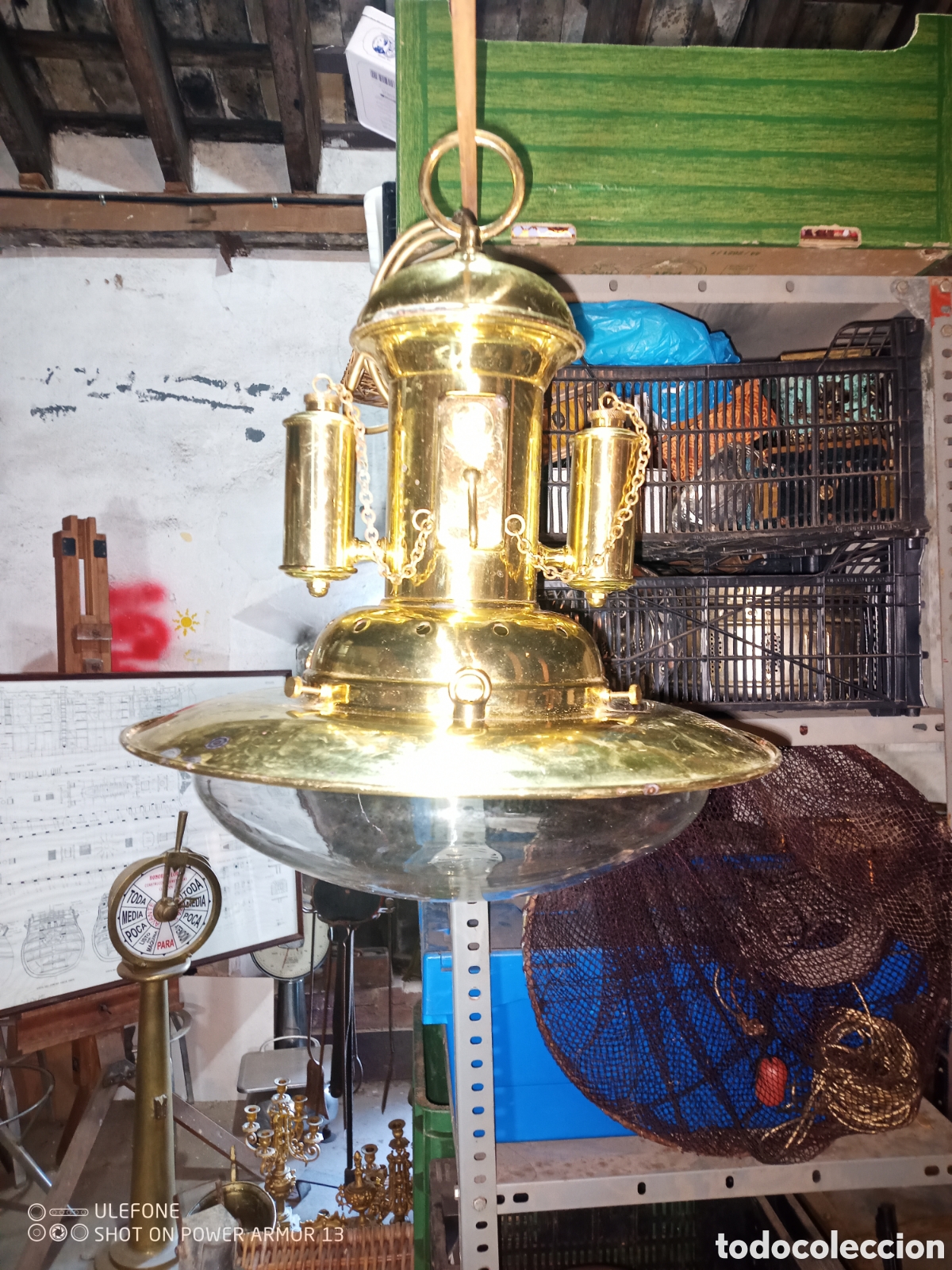 Antig&uuml;edades: L&aacute;mpara n&aacute;utica metal - Foto 1