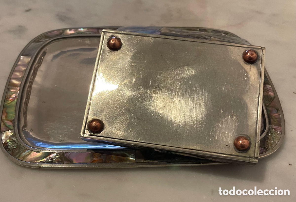 Antig&uuml;edades: BANDEJA Y CAJA MADREPERLA - Foto 4