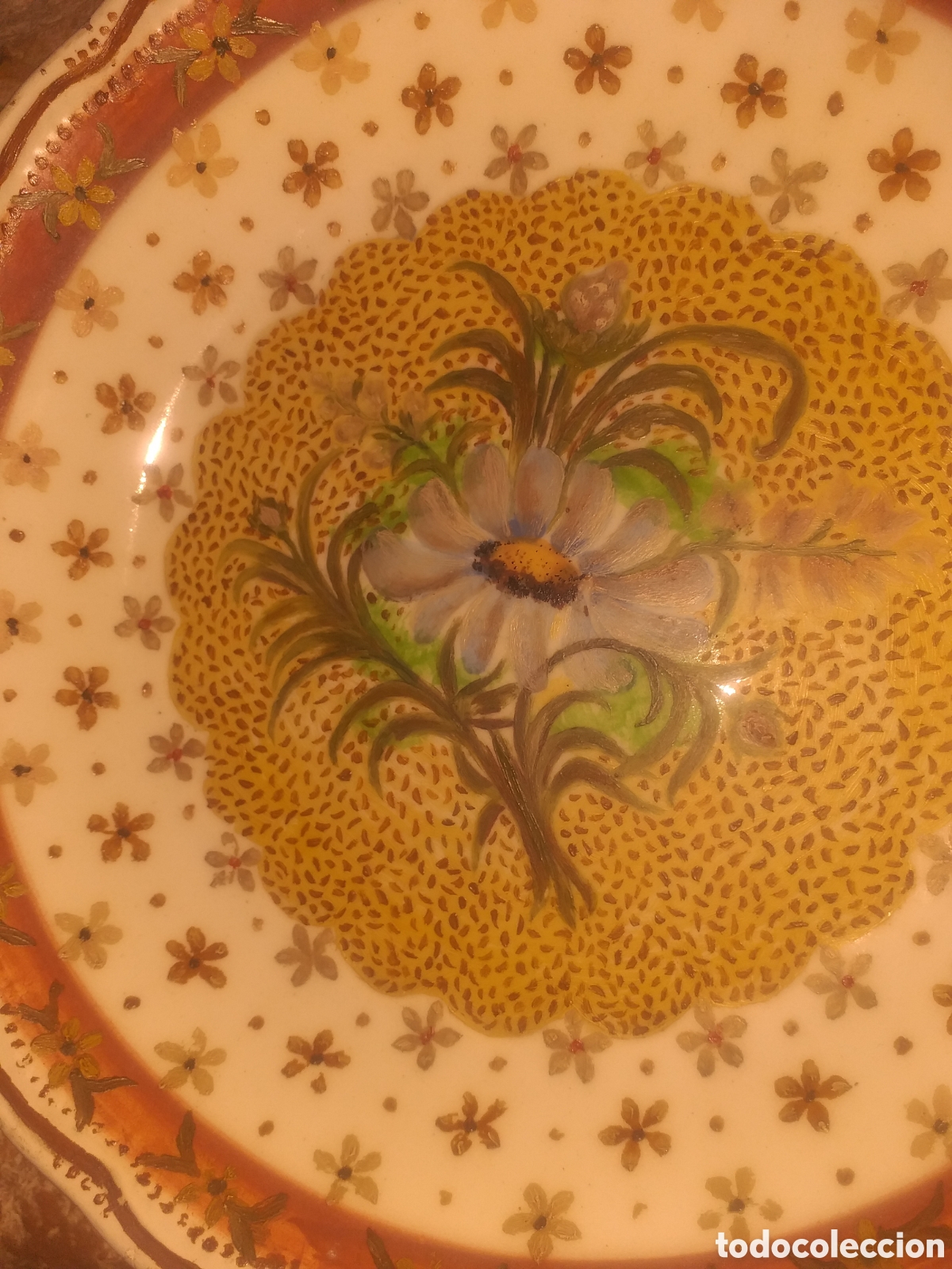 Antig&uuml;edades: Plato antiguo pintado a mano - Foto 4
