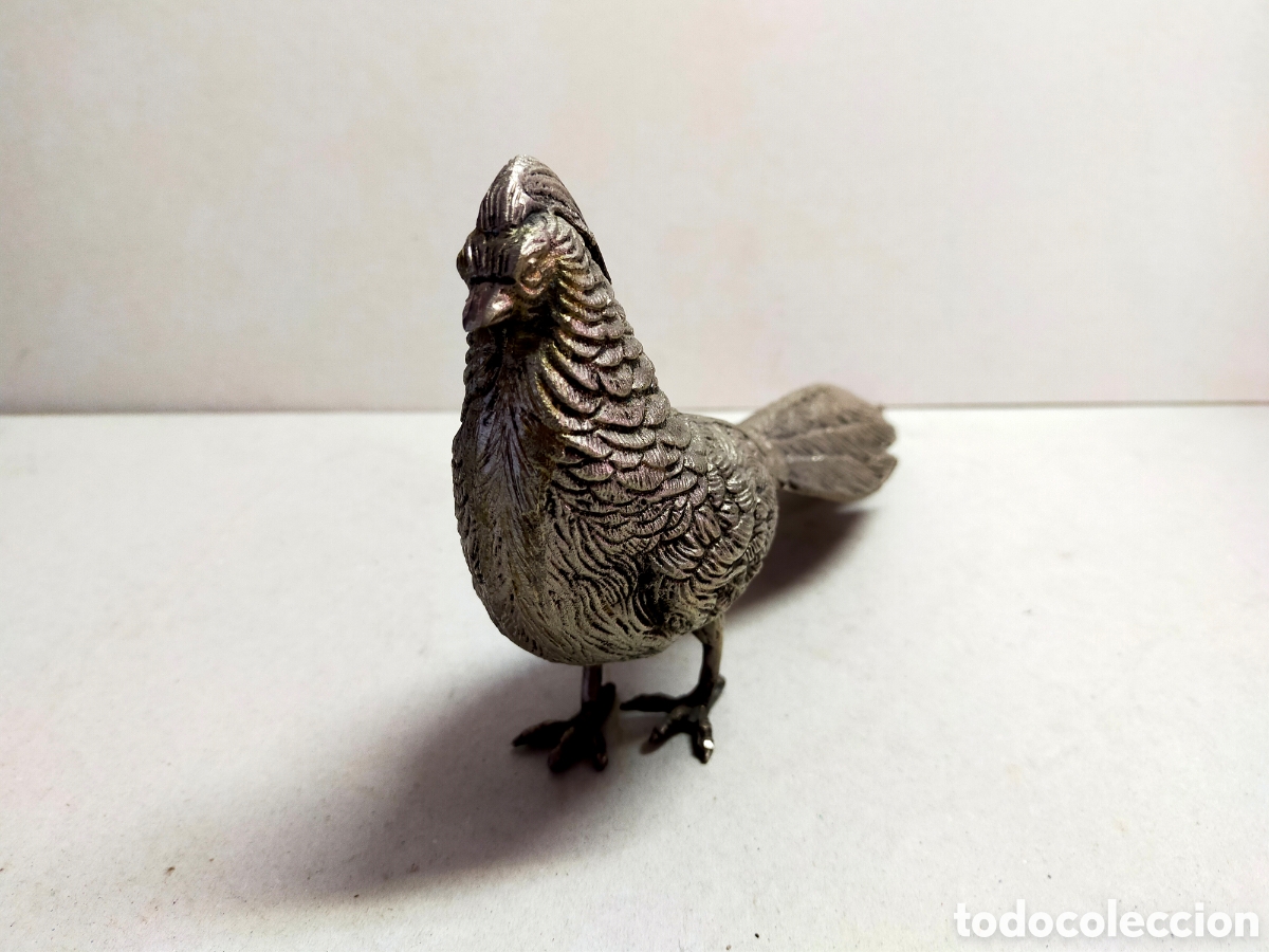 Antig&uuml;edades: PAJARO FAISAN DE METAL. 28 CM. - Foto 2