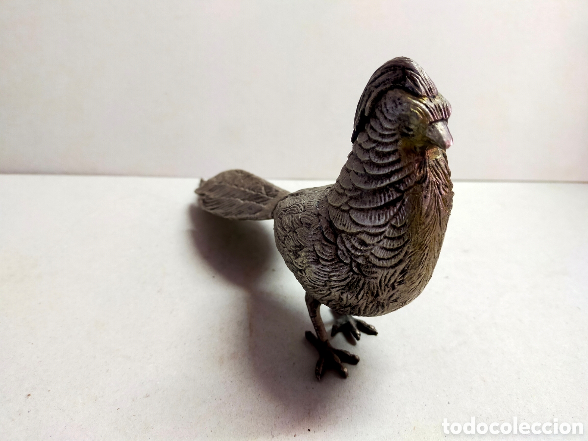 Antig&uuml;edades: PAJARO FAISAN DE METAL. 28 CM. - Foto 3