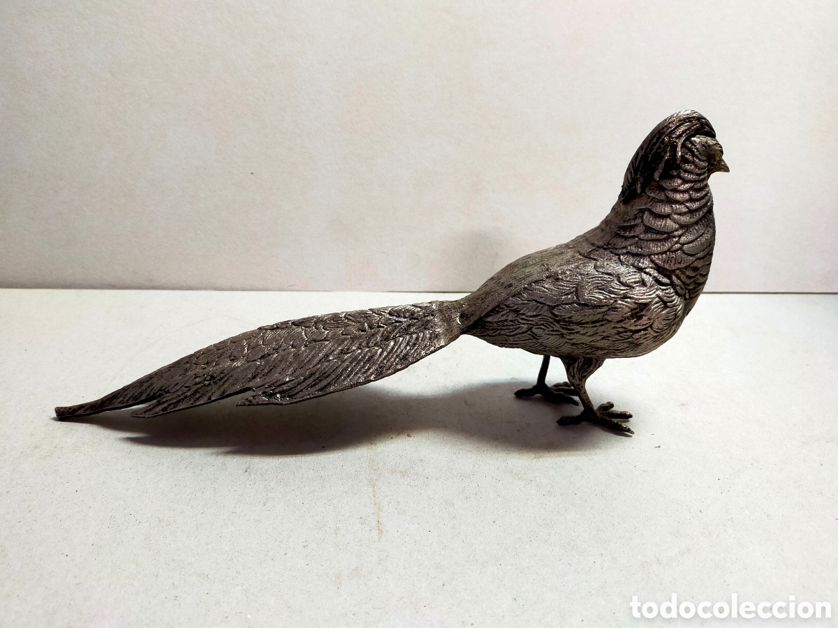 Antig&uuml;edades: PAJARO FAISAN DE METAL. 28 CM. - Foto 4