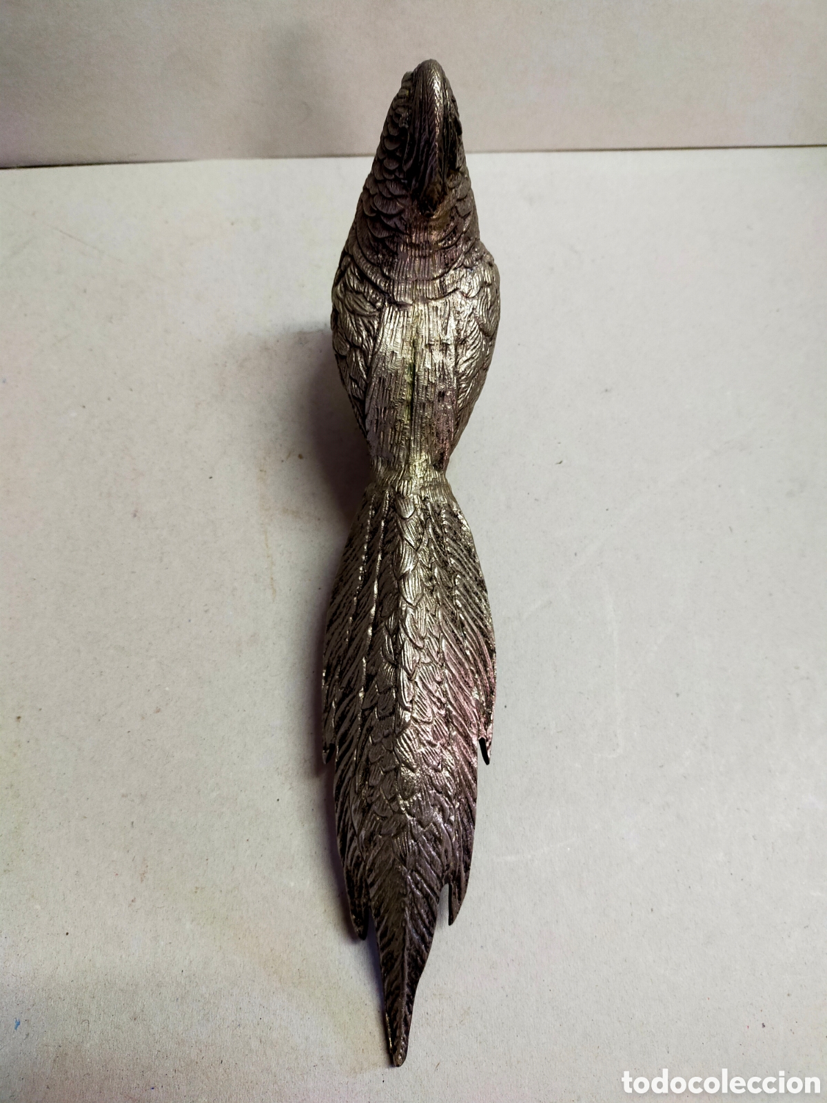 Antig&uuml;edades: PAJARO FAISAN DE METAL. 28 CM. - Foto 5