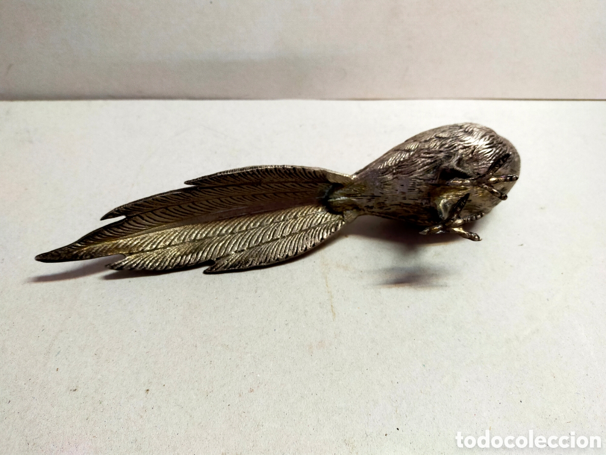 Antig&uuml;edades: PAJARO FAISAN DE METAL. 28 CM. - Foto 6