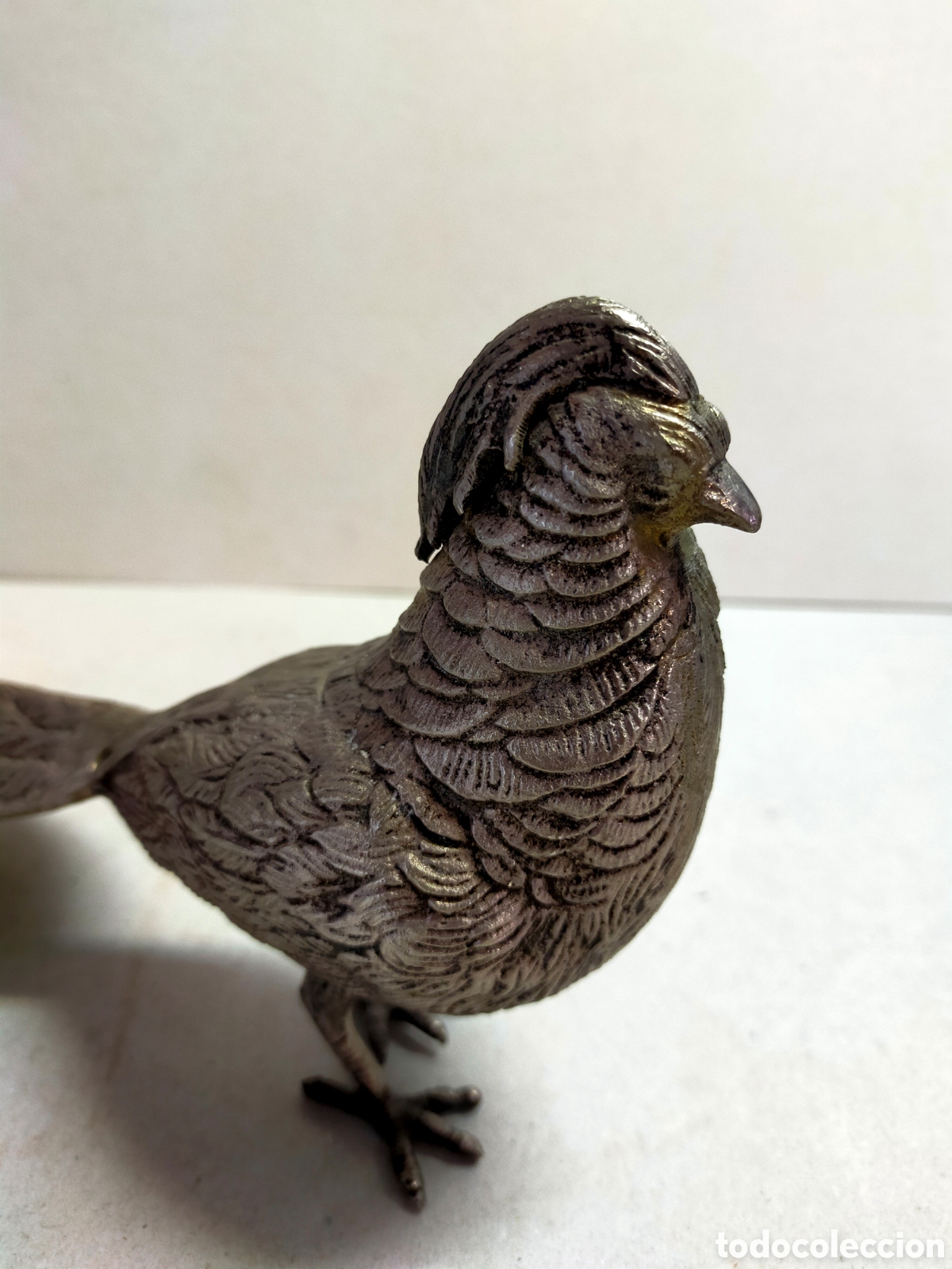 Antig&uuml;edades: PAJARO FAISAN DE METAL. 28 CM. - Foto 7