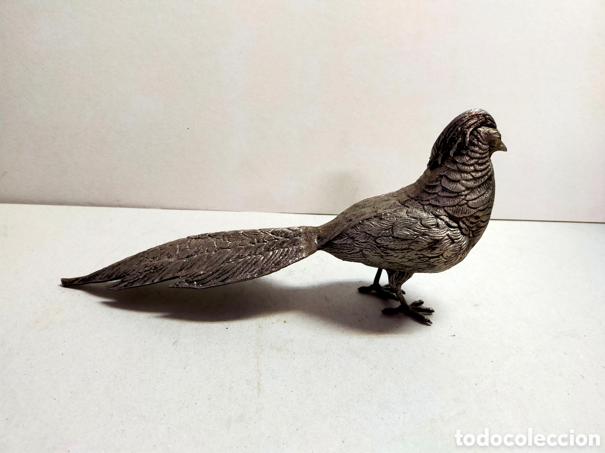 Antig&uuml;edades: PAJARO FAISAN DE METAL. 28 CM. - Foto 9