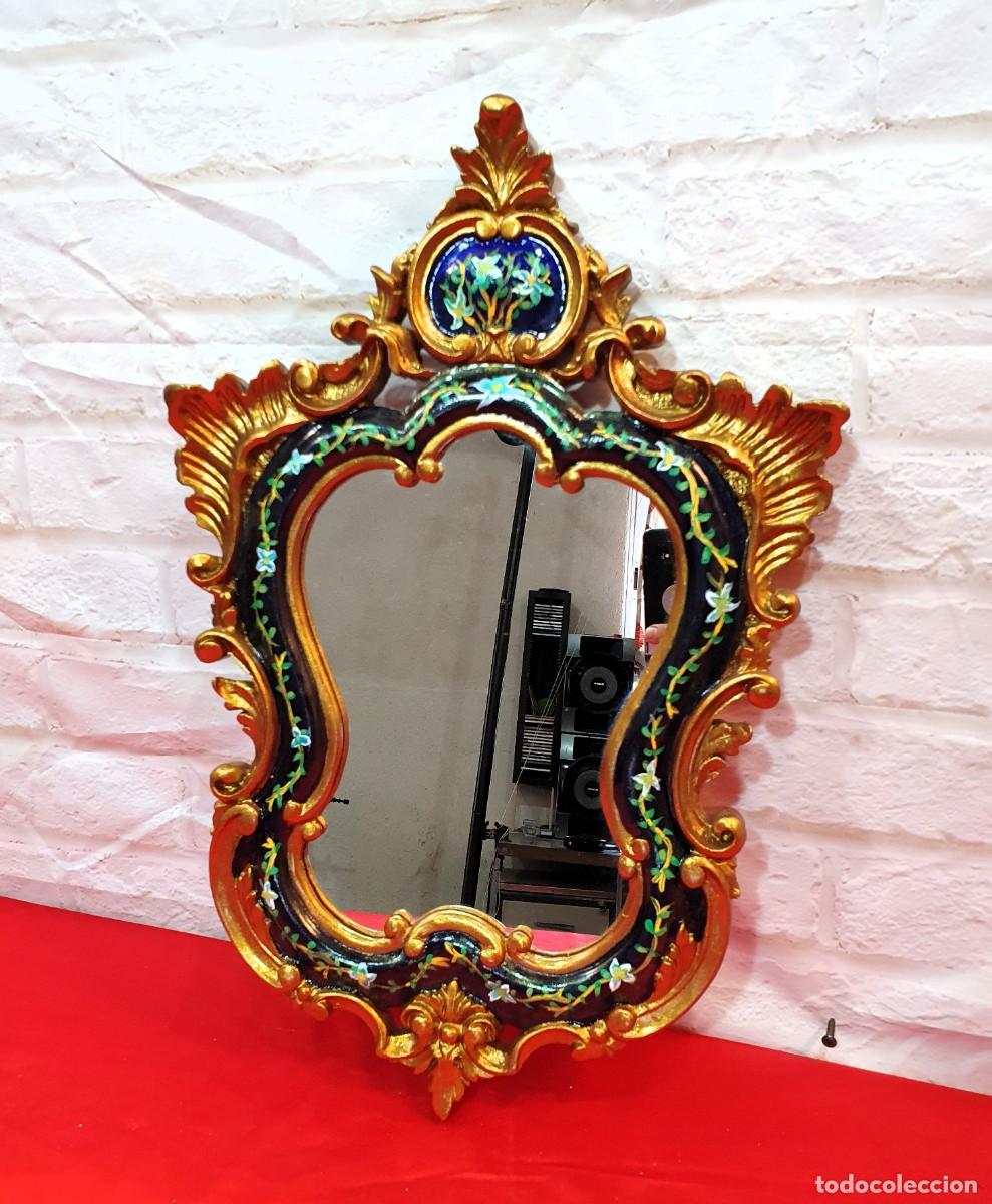Antig&uuml;edades: ESPEJO MADERA DECORADO A MANO - Foto 1
