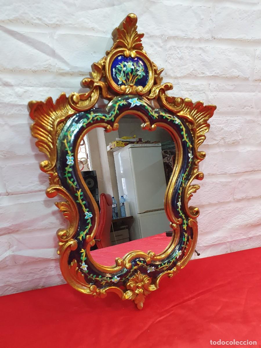 Antig&uuml;edades: ESPEJO MADERA DECORADO A MANO - Foto 2