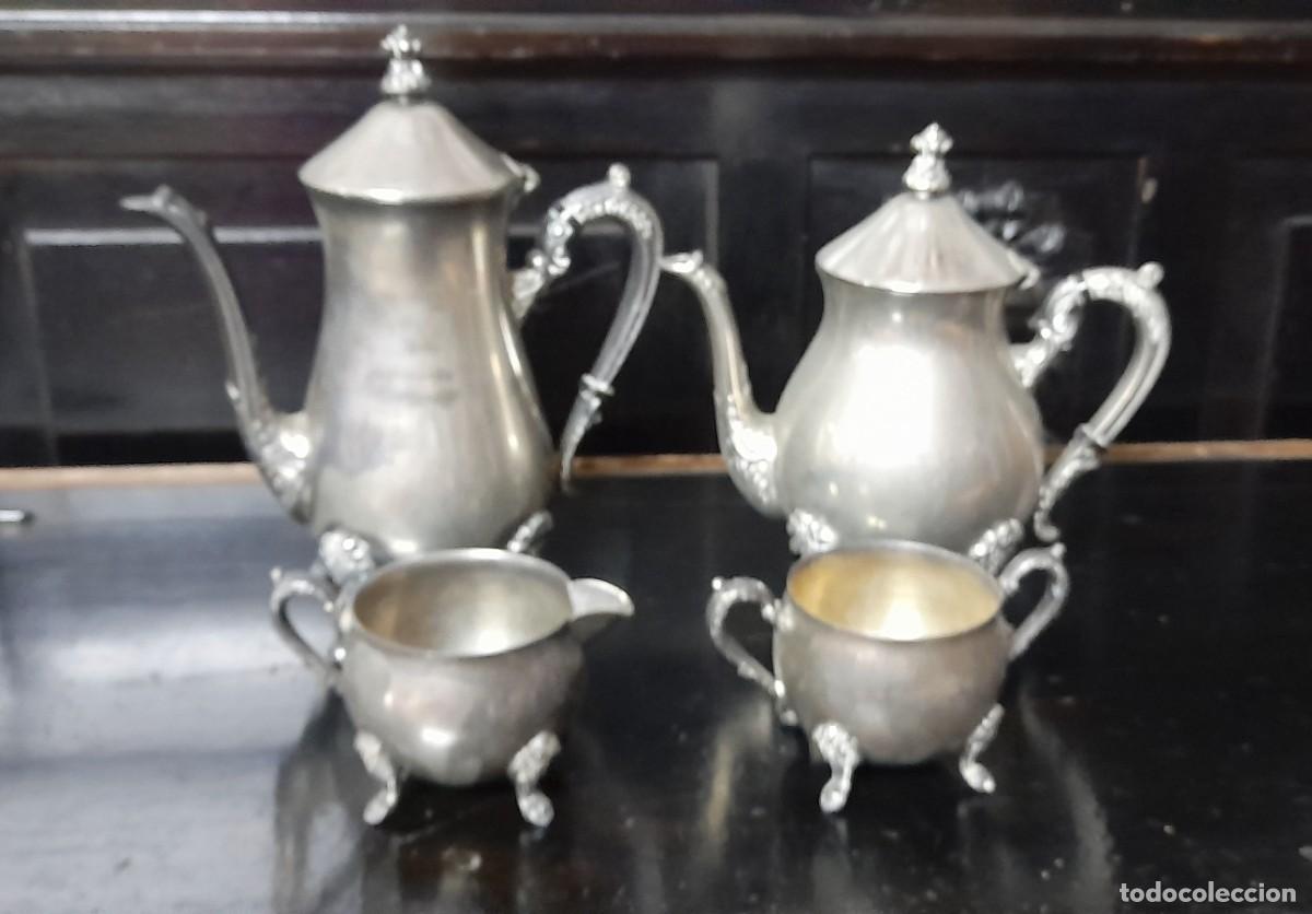 Antig&uuml;edades: JUEGO DE CAF&Eacute; EN ALPACA - Foto 1