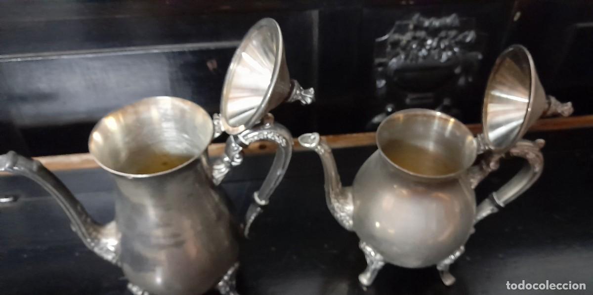 Antig&uuml;edades: JUEGO DE CAF&Eacute; EN ALPACA - Foto 4