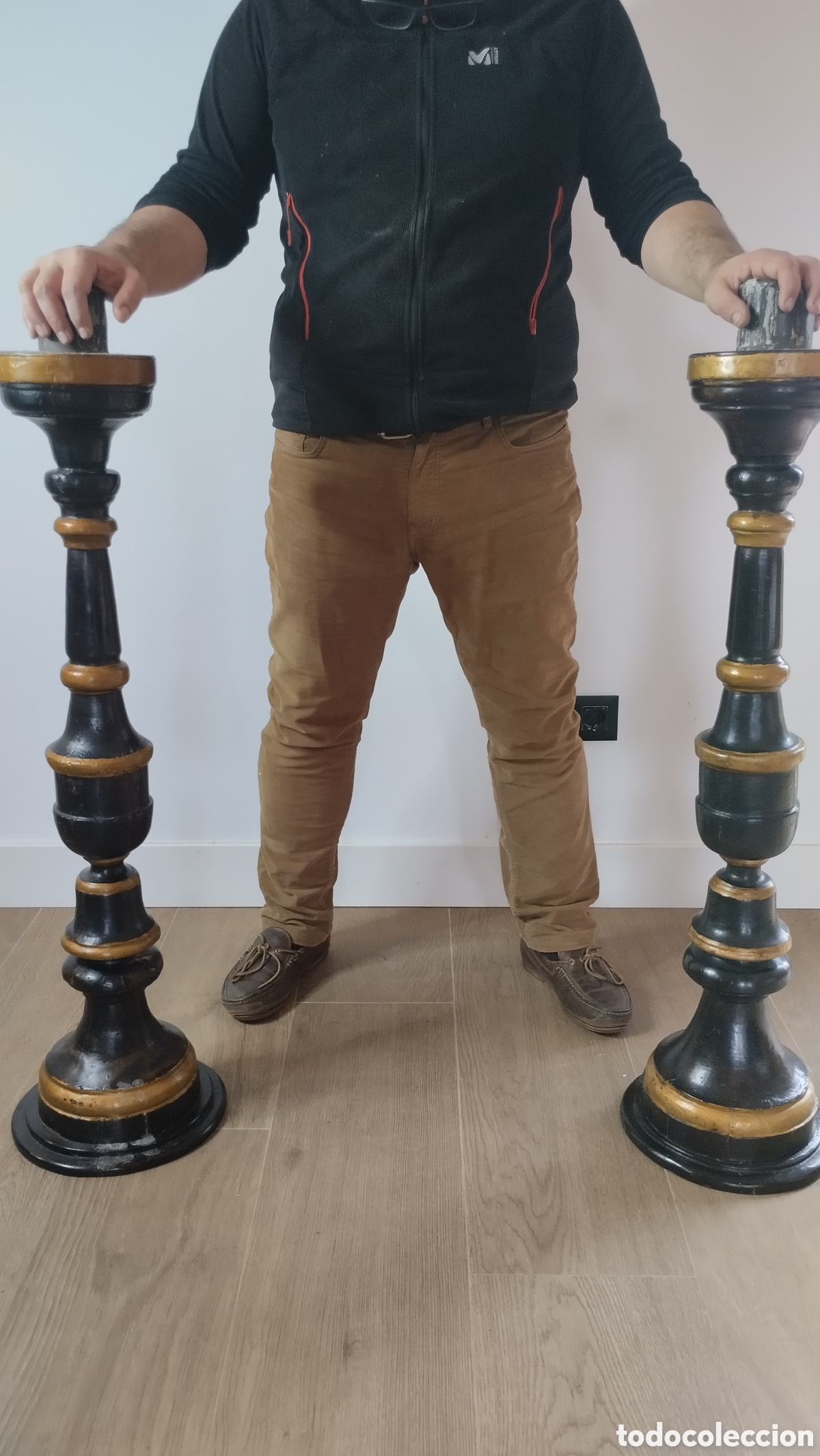 Antiques: PAREJA DE PEDESTALES O CANDELABROS DE SUELO. ALTURA 105cms. MUY DECORATIVOS!!