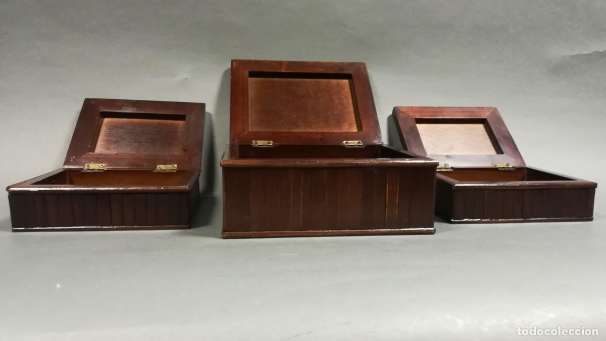 Antig&uuml;edades: LOTE DE 3 CAJAS MADERA Y CA&Ntilde;A - Foto 3
