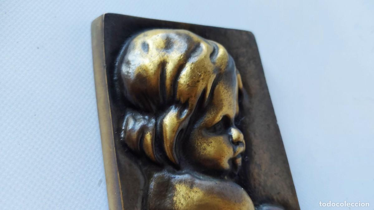 Antig&uuml;edades: PLACA PARED NI&Ntilde;O QUERUBIN EN BRONCE - Foto 3
