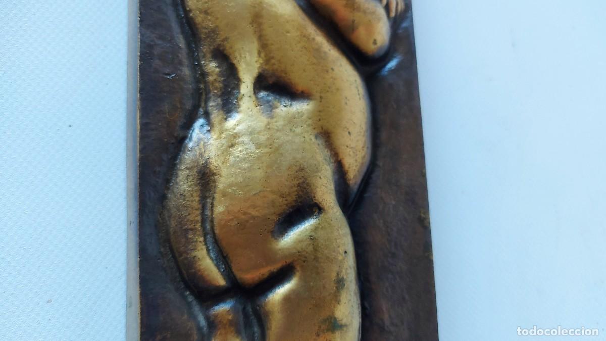 Antig&uuml;edades: PLACA PARED NI&Ntilde;O QUERUBIN EN BRONCE - Foto 5