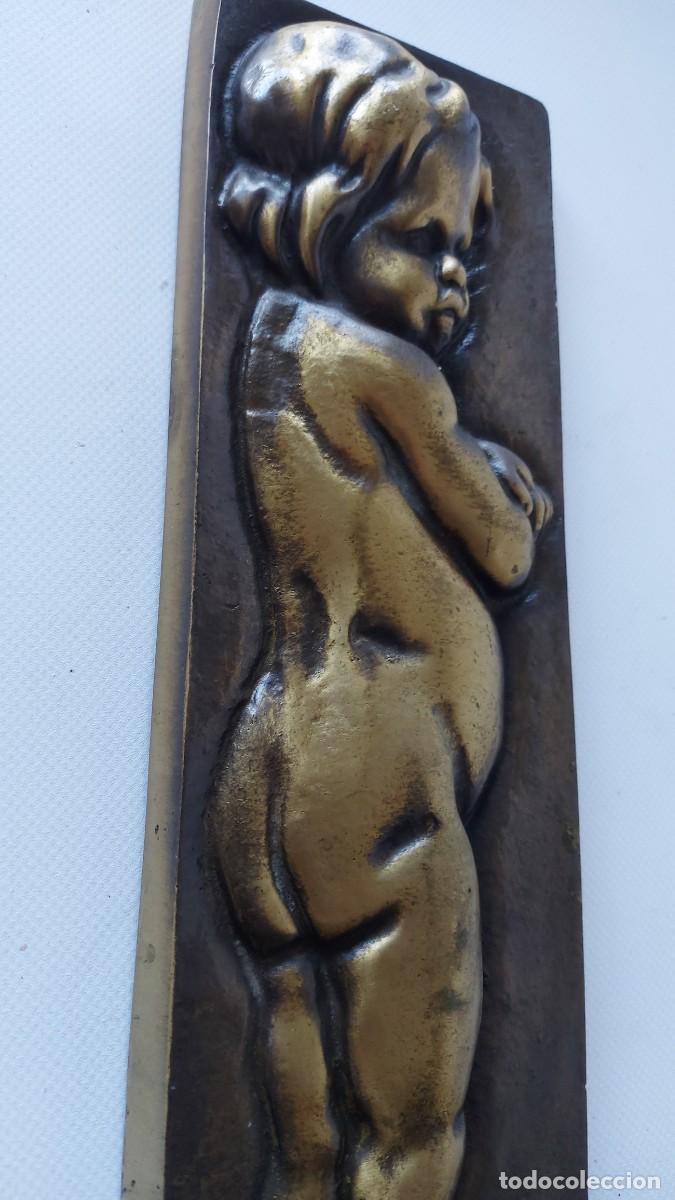 Antig&uuml;edades: PLACA PARED NI&Ntilde;O QUERUBIN EN BRONCE - Foto 8