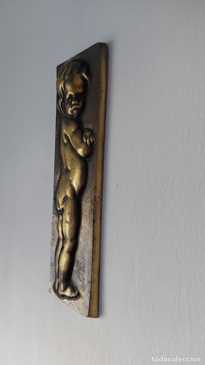 Antig&uuml;edades: PLACA PARED NI&Ntilde;O QUERUBIN EN BRONCE - Foto 10