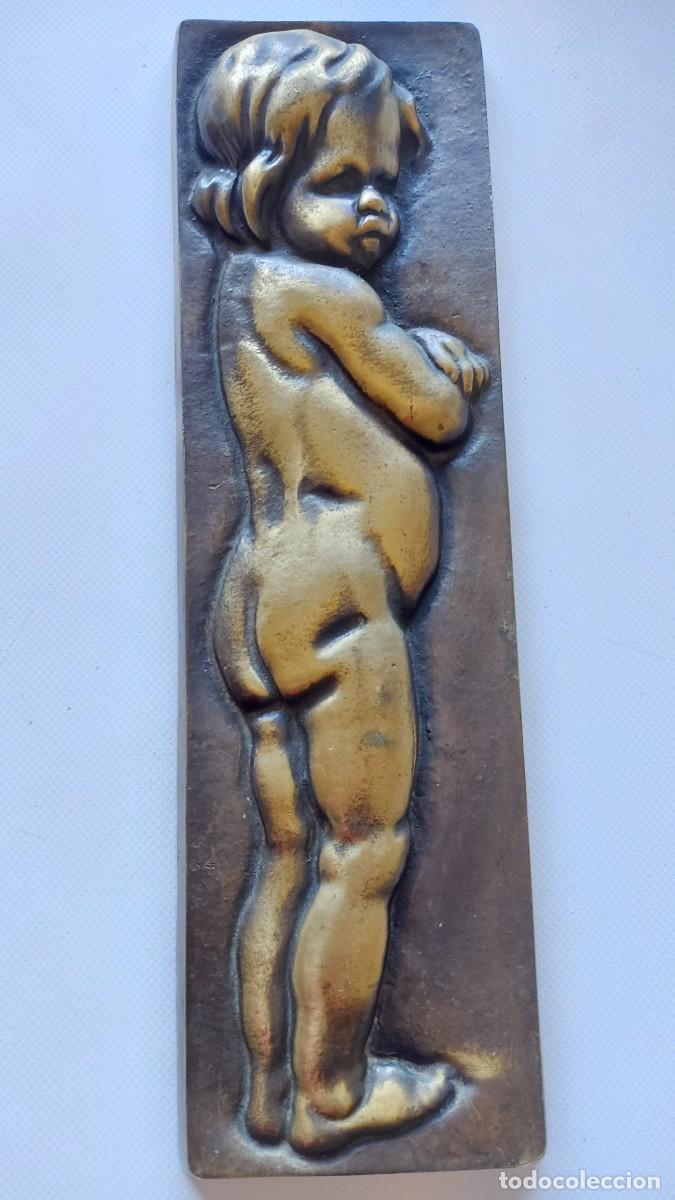Antig&uuml;edades: PLACA PARED NI&Ntilde;O QUERUBIN EN BRONCE - Foto 12