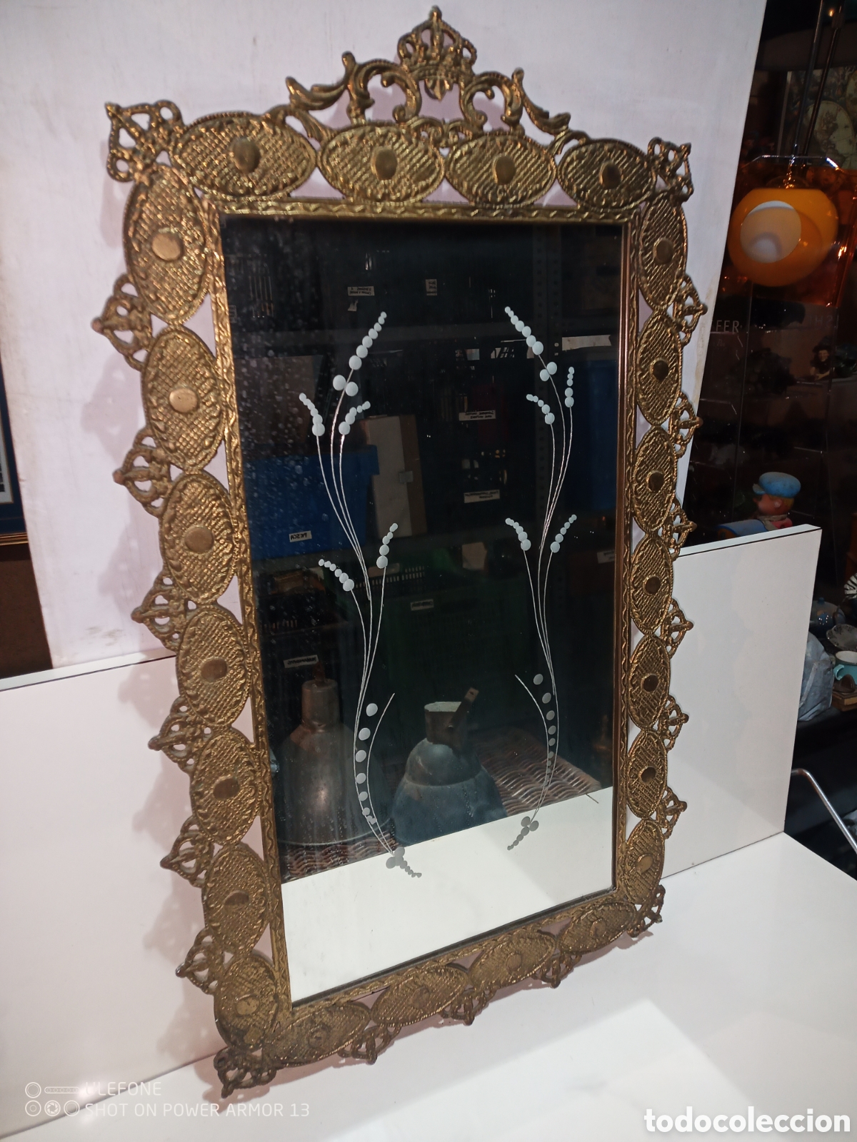 Antig&uuml;edades: Antiguo espejo bronce - Foto 1