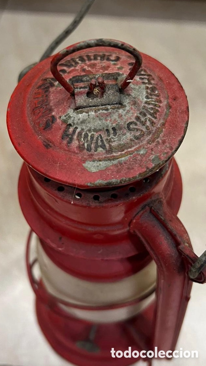 Antig&uuml;edades: Bonito farolillo antiguo rojo - Foto 12