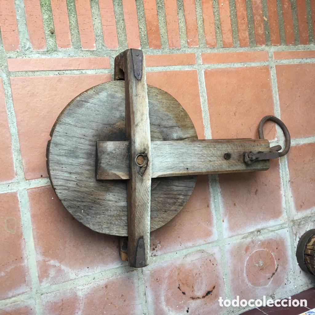 Antig&uuml;edades: POLEA DE MADERA ANTIGUA / RESTAURADA - Foto 2
