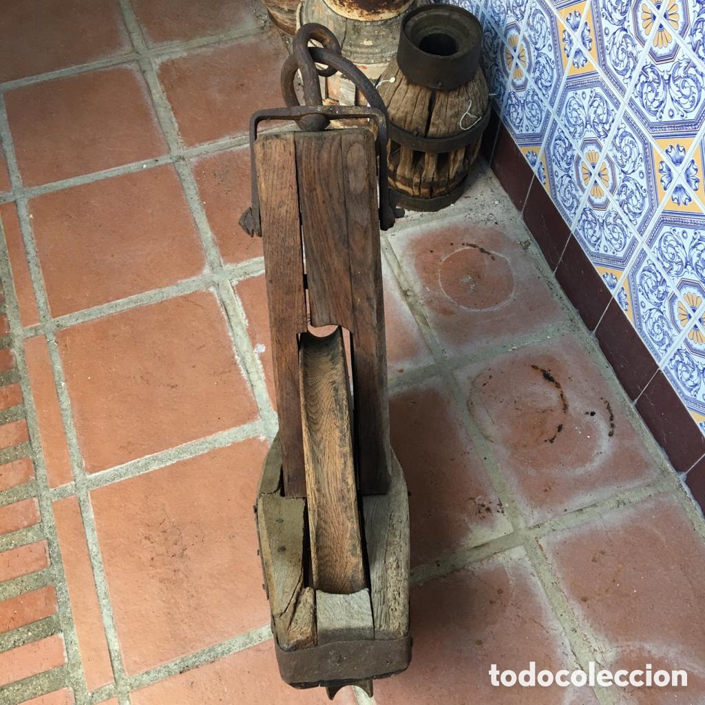 Antig&uuml;edades: POLEA DE MADERA ANTIGUA / RESTAURADA - Foto 4