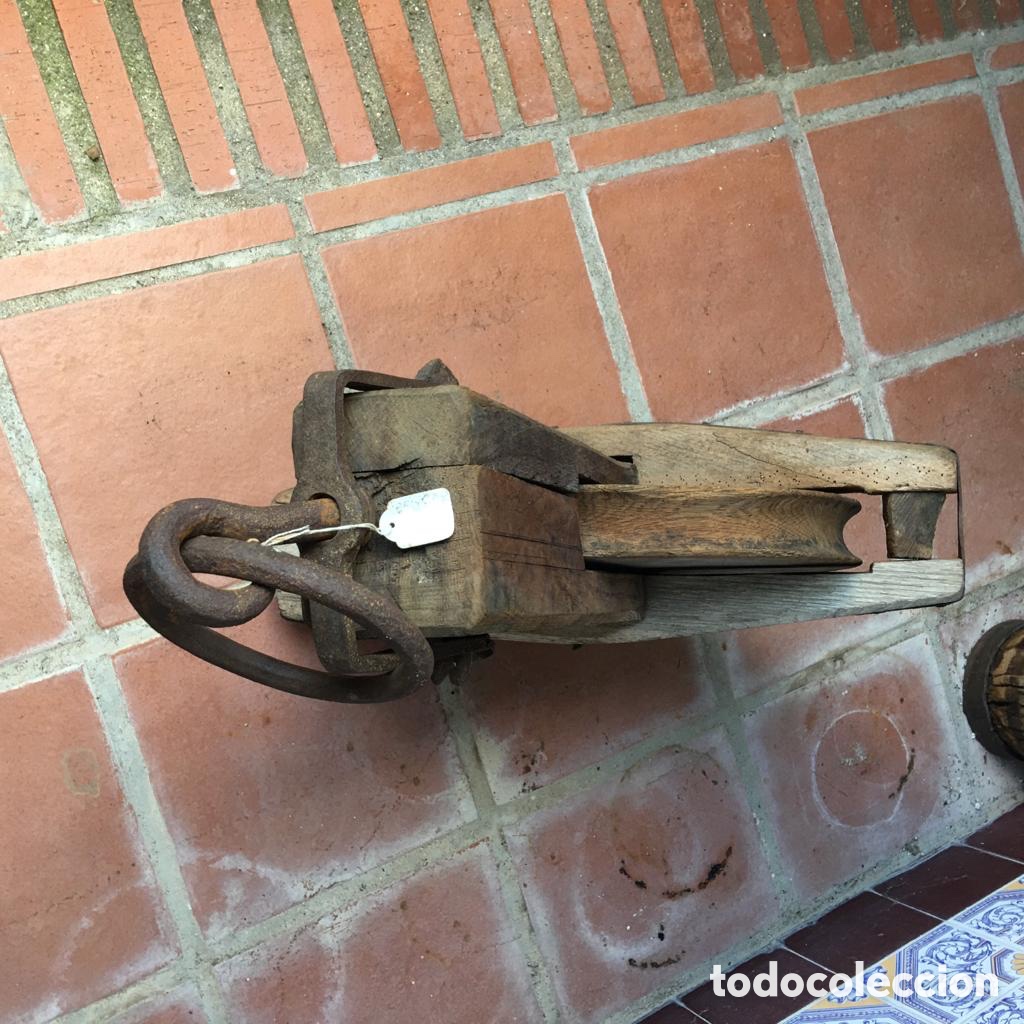 Antig&uuml;edades: POLEA DE MADERA ANTIGUA / RESTAURADA - Foto 5