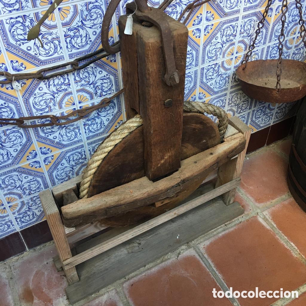 Antig&uuml;edades: POLEA DE MADERA ANTIGUA / RESTAURADA - Foto 6