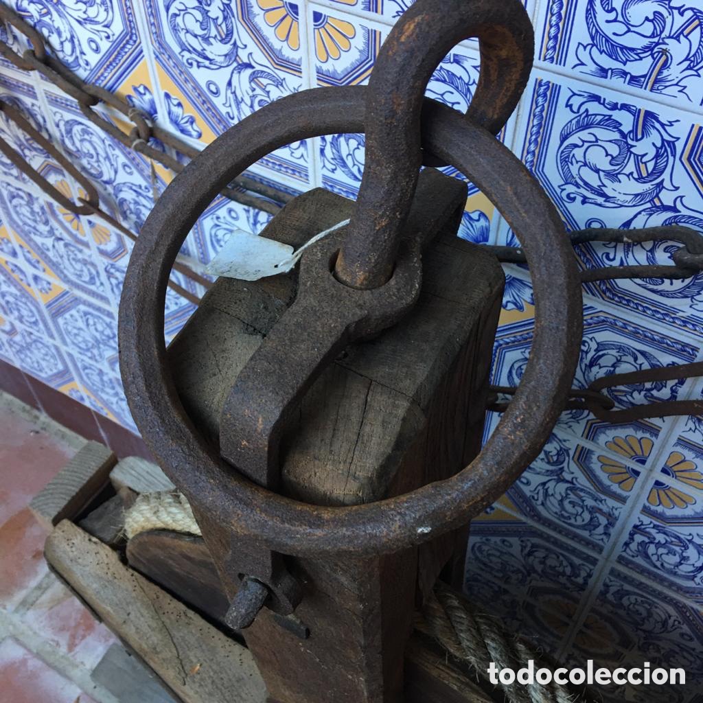 Antig&uuml;edades: POLEA DE MADERA ANTIGUA / RESTAURADA - Foto 7